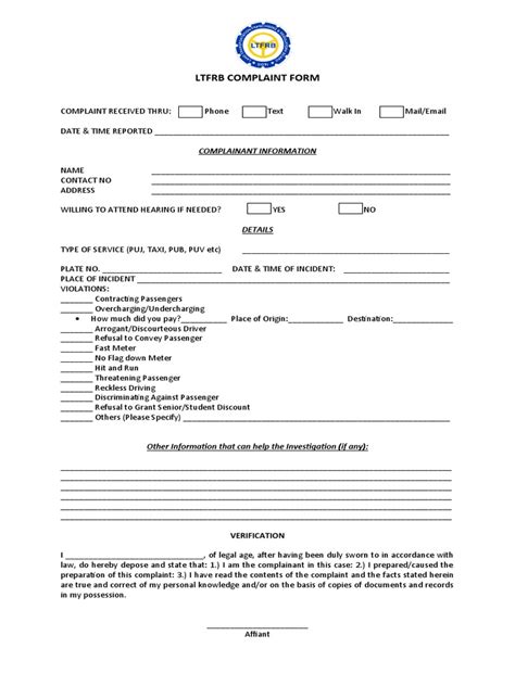 ltfrb complaint email address|COMPLAINT FORM .